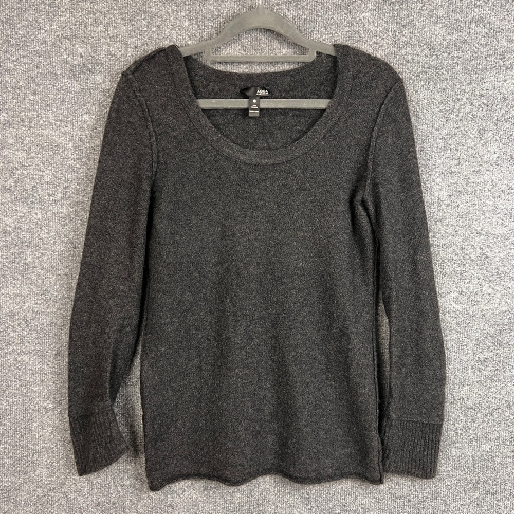 AQUA Cashmere Gray Long Sleeve‎ Crew Neck Pullover Sweater - Women's Size S